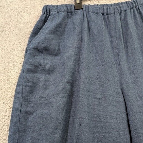 Valerie Stevens Linen Pants Women's 1X Blue Elastic Waist Lightweight Casual - Picture 2 of 12